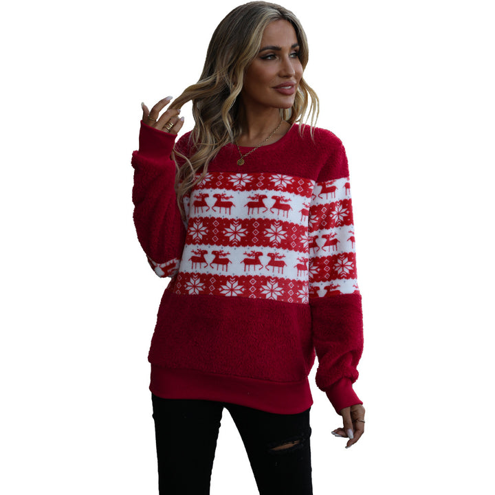 Pull femme douillet de Noël avec surface en flanelle et design festif Lune London