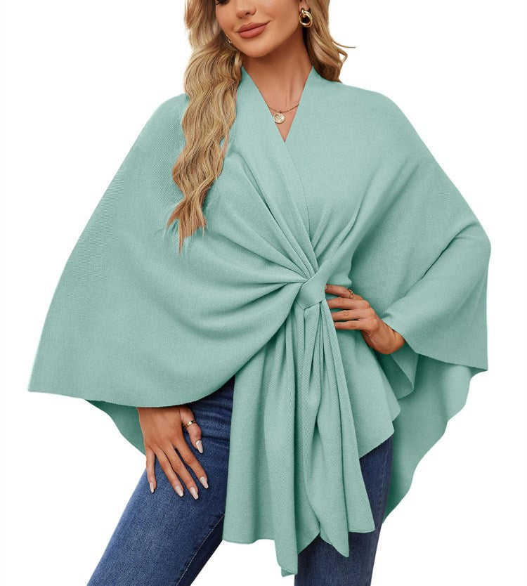 Ladies Elegant Wrapped Sweater with Asymmetrical Cut Lune London