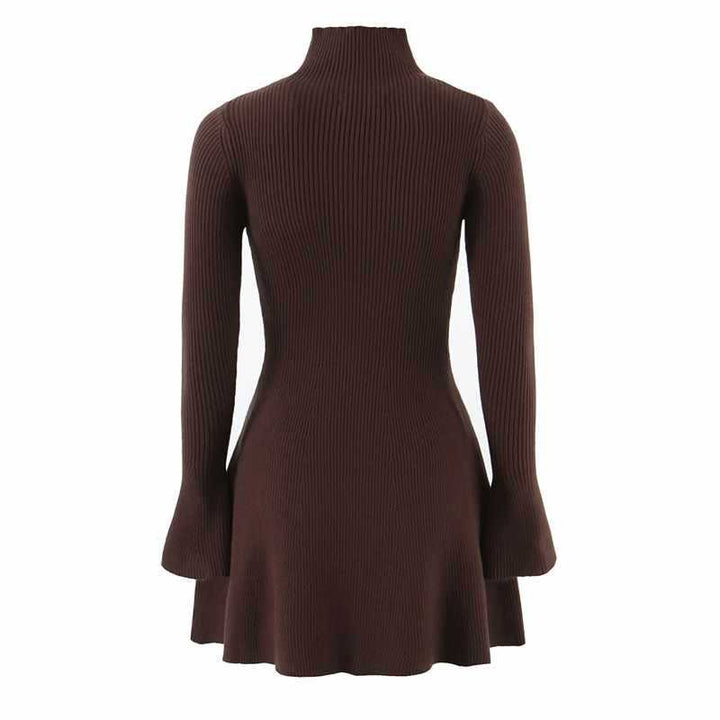 Elegant sweater dress for ladies with high collar and flared sleeves Lune London