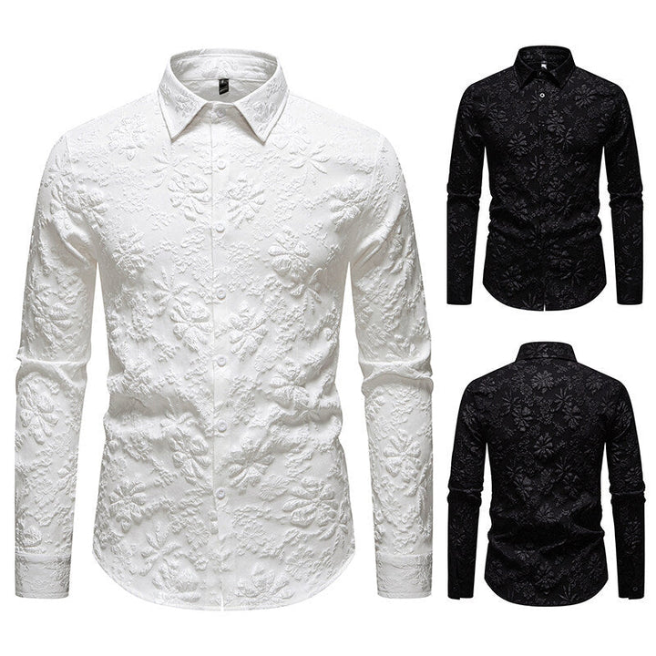 Men's Long Sleeve Shirt with Floral Relief Pattern Lune London