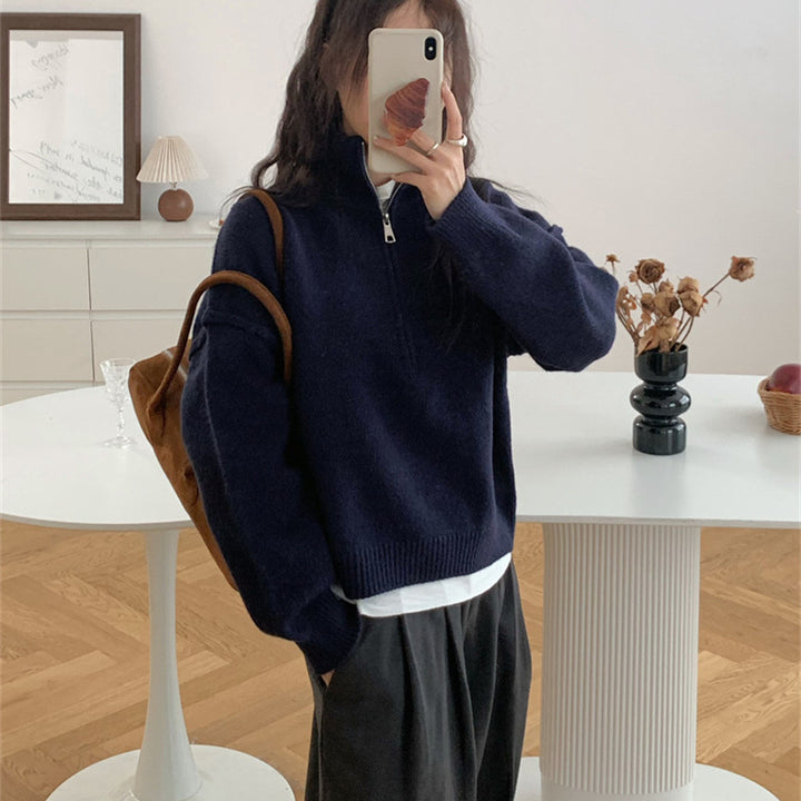 Casual women's sweater with zip short and relaxed fit Lune London