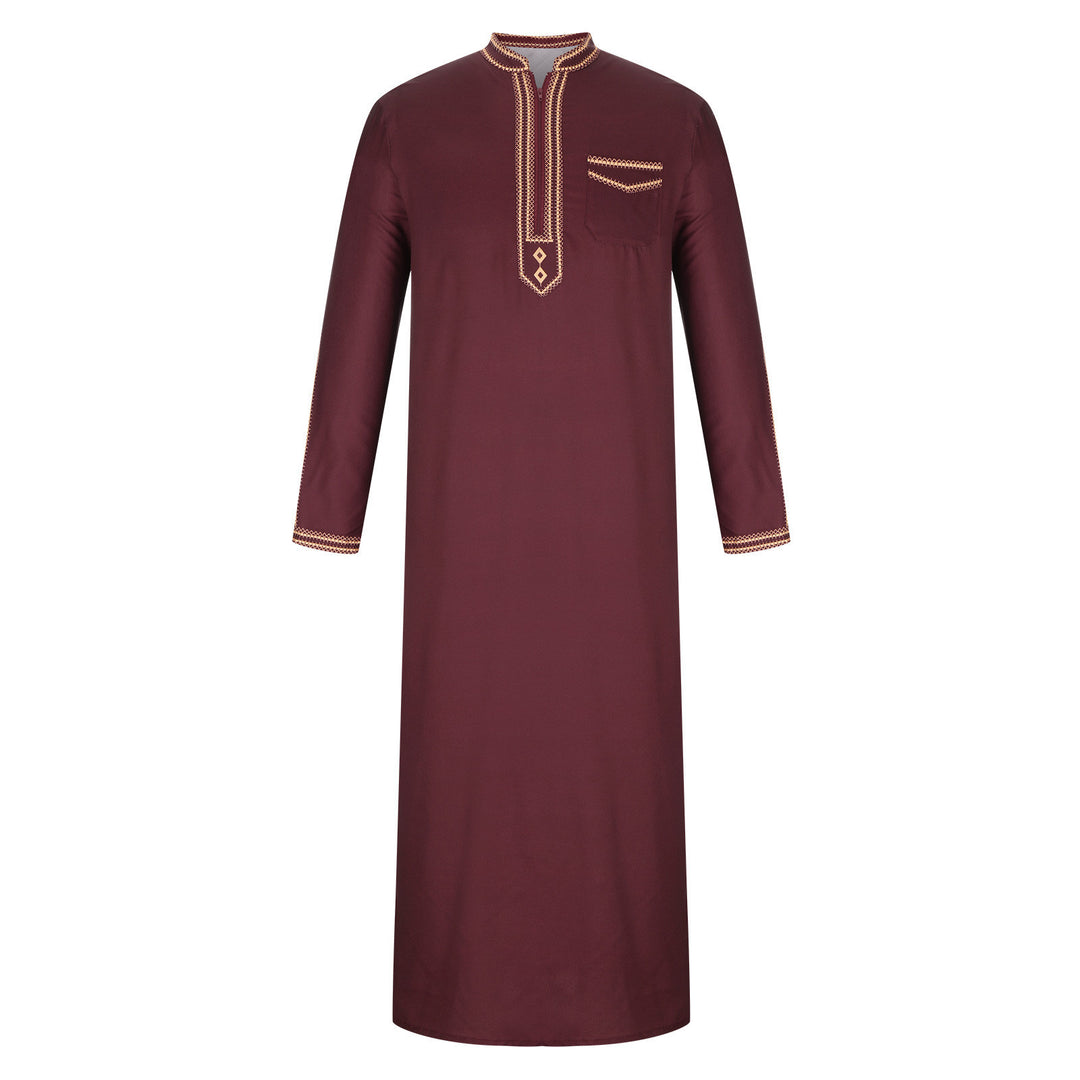 Men's long traditional dress with decorative embroidery and elegant button placket Lune London