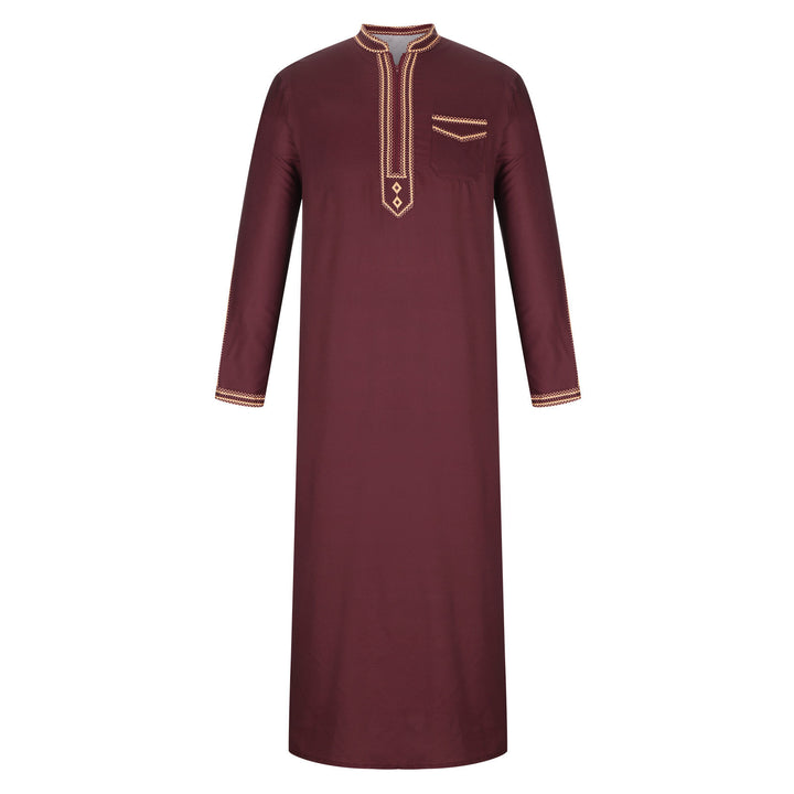 Men's long traditional dress with decorative embroidery and elegant button placket Lune London
