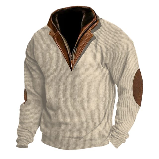 Knit sweater for men with leather details and high collar Lune London