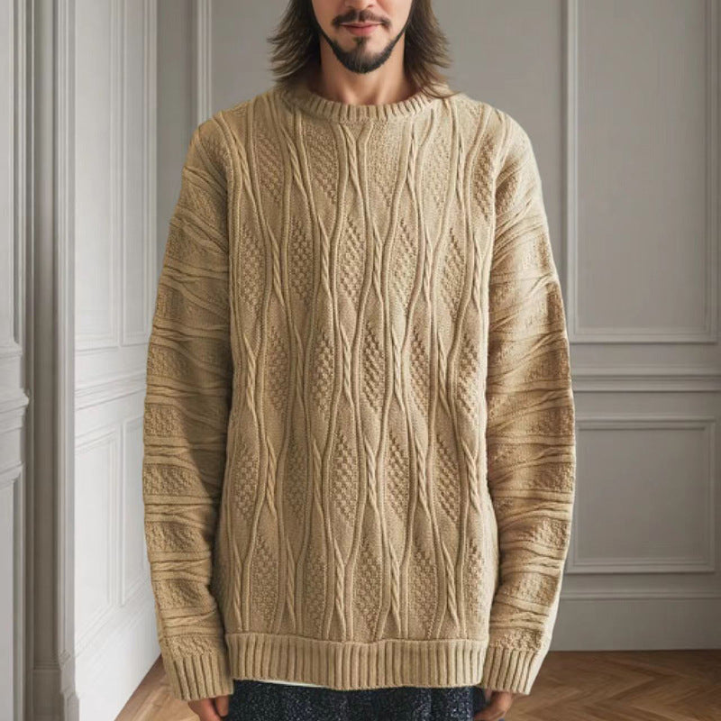 Chunky knit sweater for women with a unique honeycomb pattern and a high collar Lune London