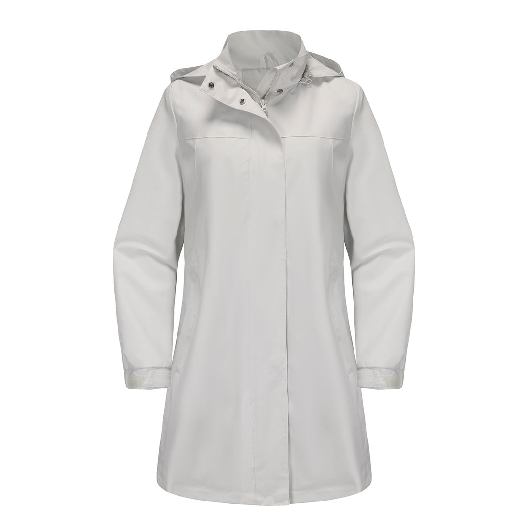 Functional transitional jacket for women with adjustable hood and practical pockets Lune London