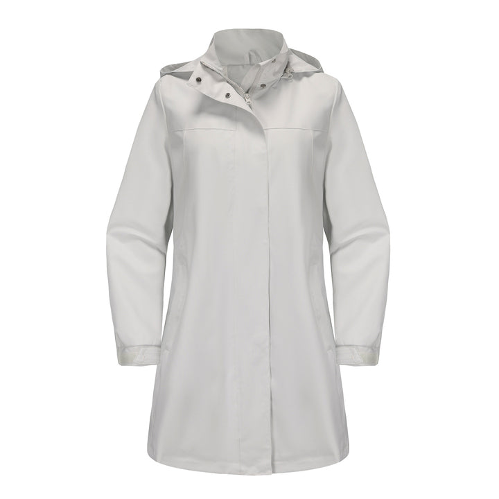 Functional transitional jacket for women with adjustable hood and practical pockets Lune London