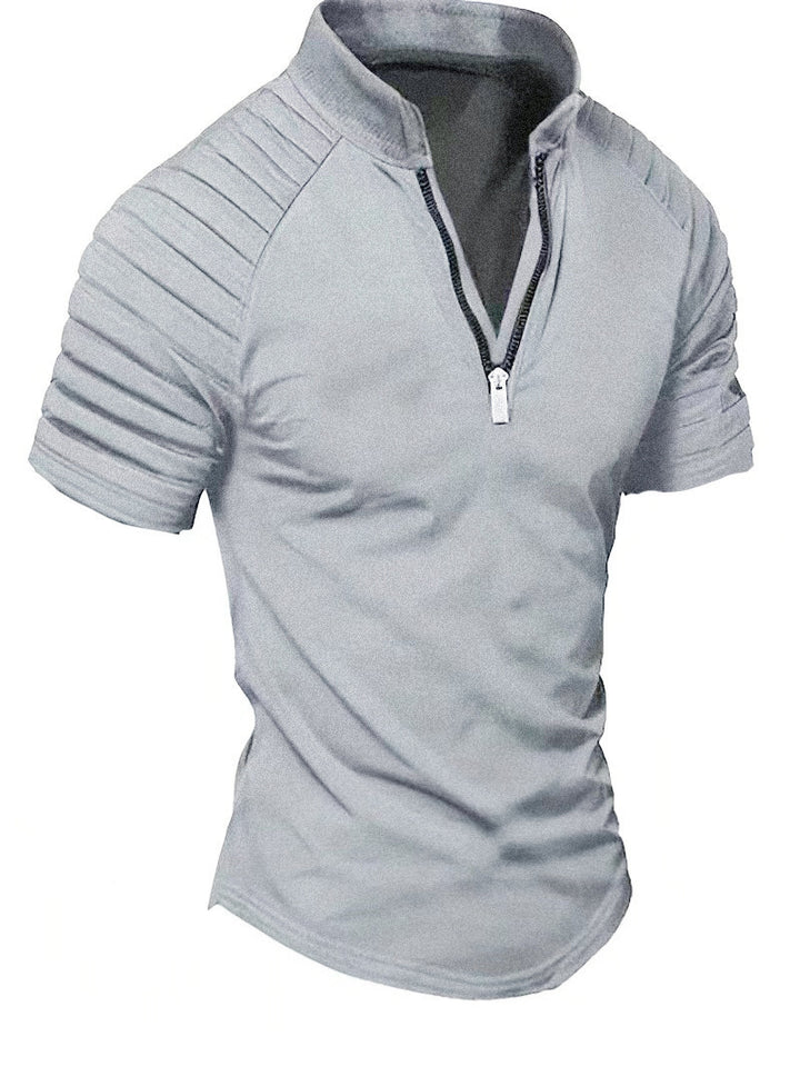 Short Sleeve Sports T-Shirt for Men with Structured Zipper Chic and Style