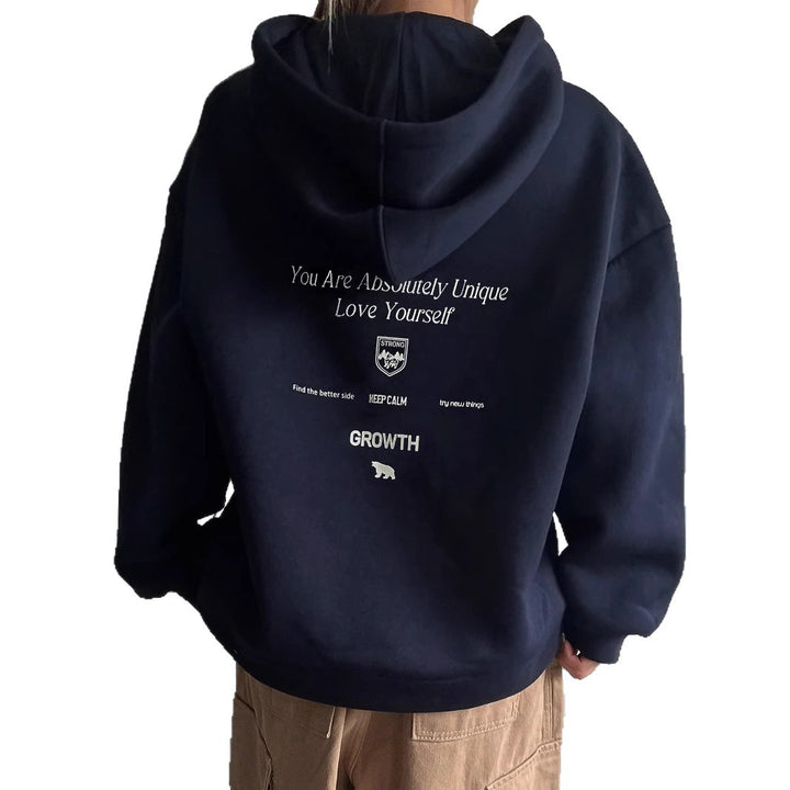 Sweat à capuche pour femmes avec lettrage motivant et coupe confortable Chic & Stil