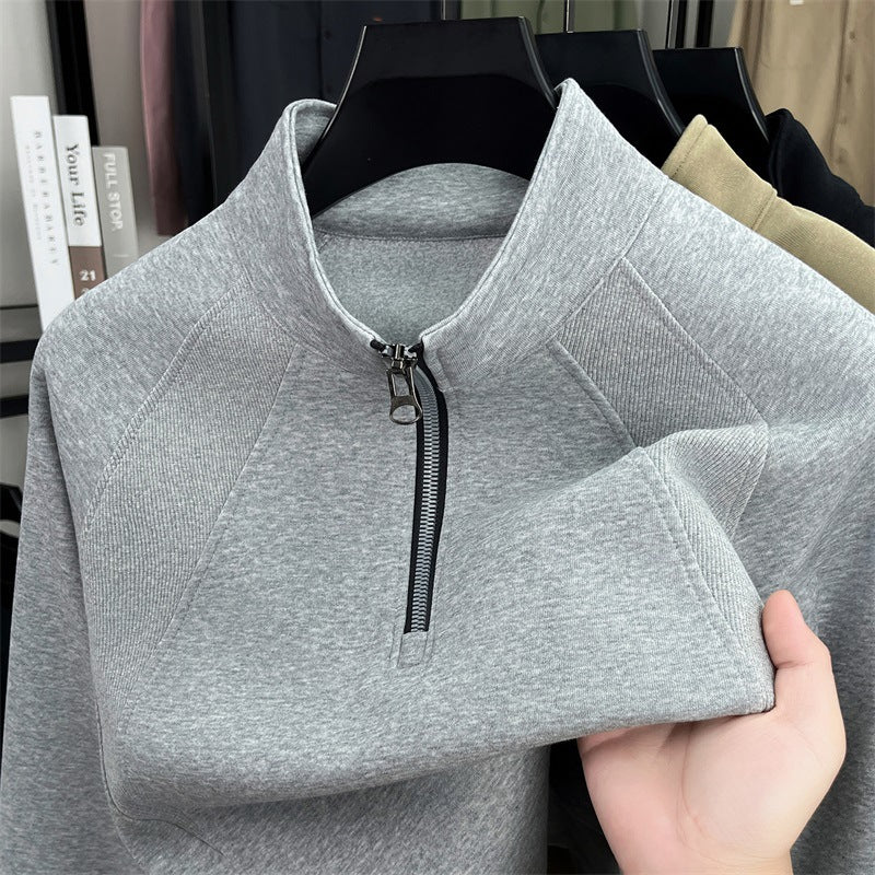Trendy knitted sweater for men with high collar and zipper Lune London