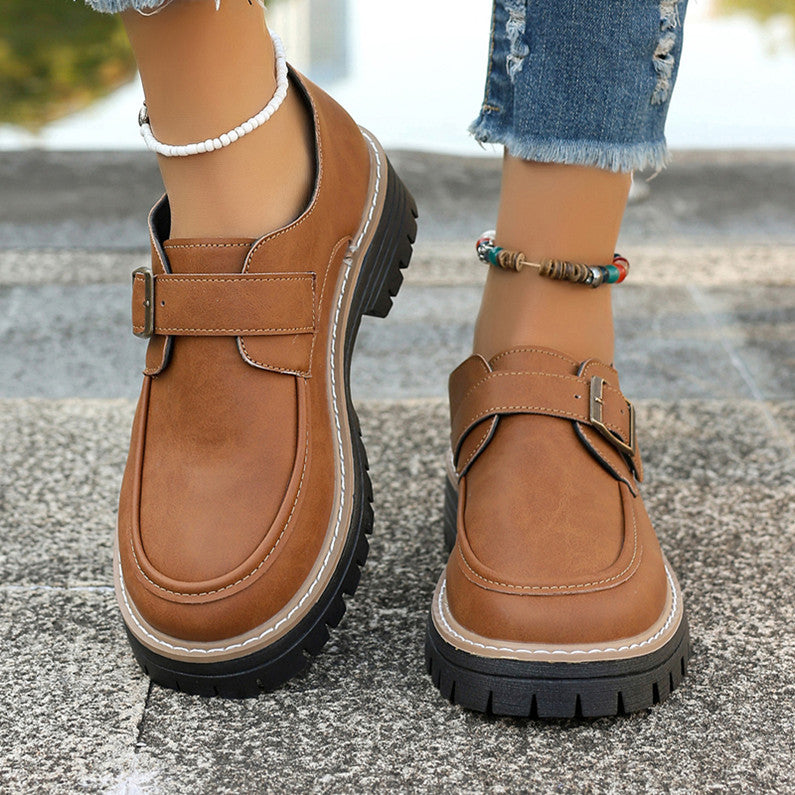 Ladies Fashion Moccasins with comfortable sole and buckle embellished design Lune London