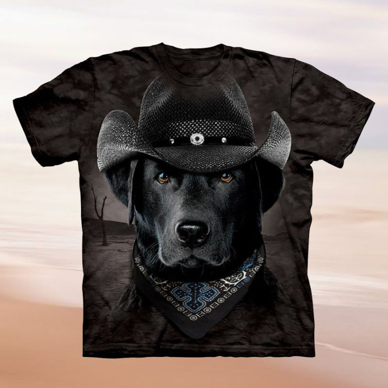 T-shirt femme avec motif créatif de chien et design de chapeau de cow-boy Chic & Stil