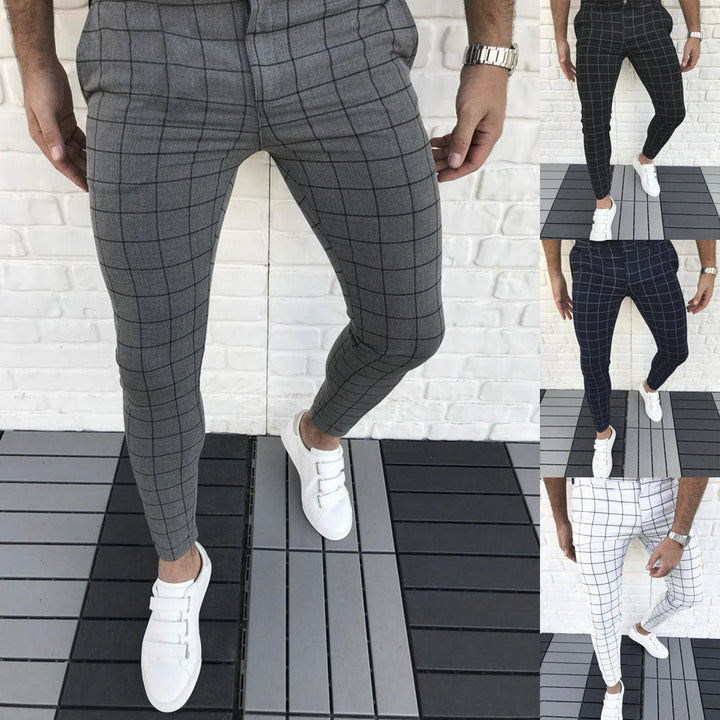 Men's Checkered Suit Pants In Slim Fit Style Lune London
