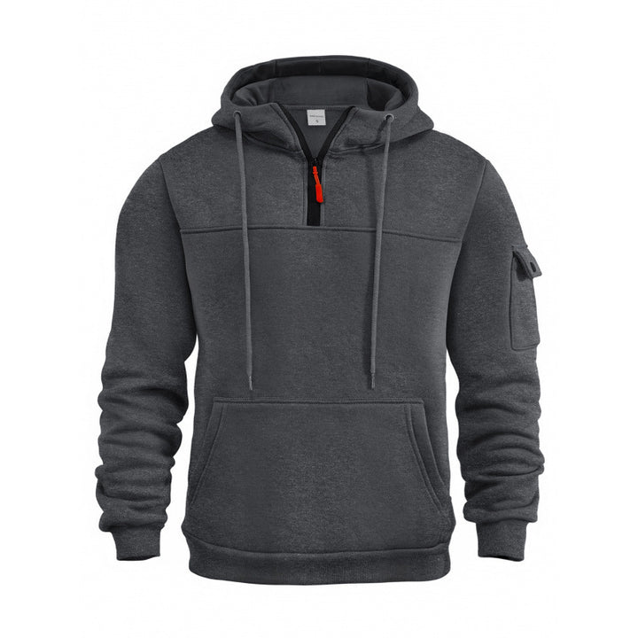 Men's Hooded Sweatshirt with Half Zipper and Side Pockets Lune London