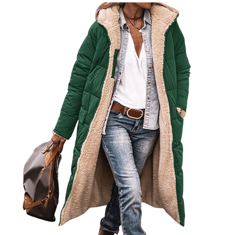 Women's Long Padded Winter Jacket with Hood and Stylish Cut Lune London