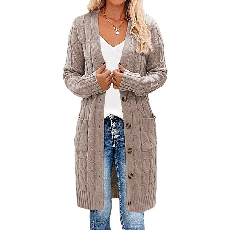 Knit jacket for women with deep V-neck and practical pockets Lune London