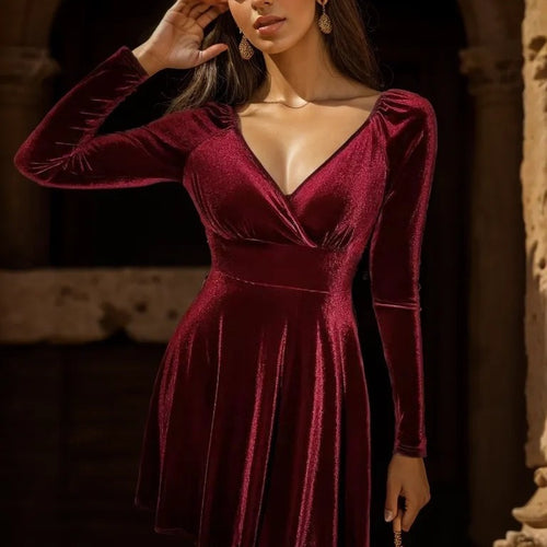 Lune London Long Sleeve V Neck Wrap Dress for Women