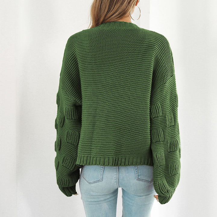 Ladies oversized knit cardigan with decorative puff sleeves Lune London