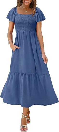 Maxi dress for women with thin straps and voluminous ruffles Lune London