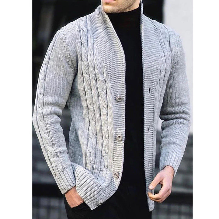 Lune London | Men's cardigan with robust cable pattern and durable button closure