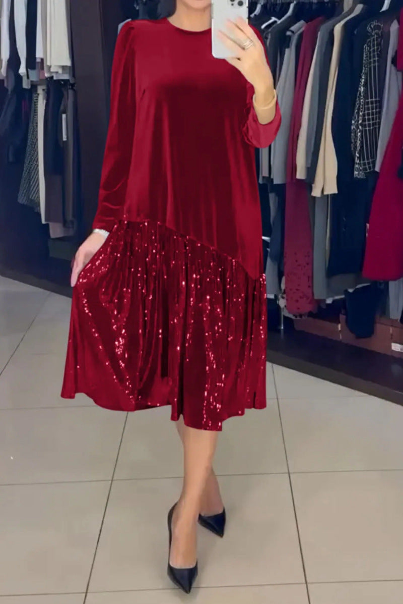 Robe de soirée élégante pour femmes avec jupe étincelante et haut doux Chic & Stil