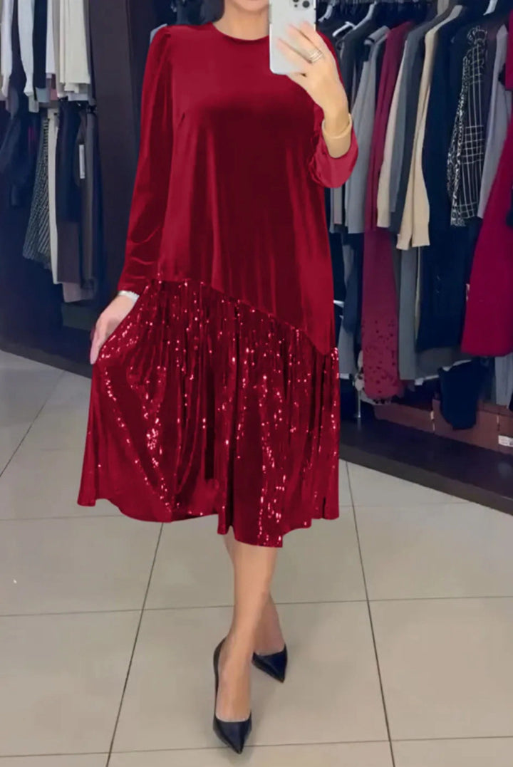 Robe de soirée élégante pour femmes avec jupe étincelante et haut doux Chic & Stil