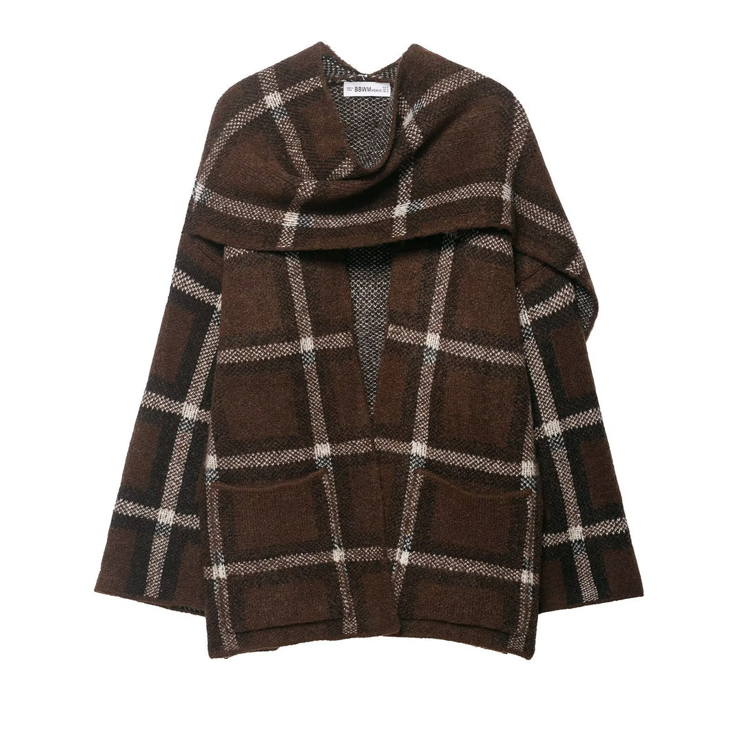 Veste oversize élégante pour femmes avec motif à carreaux et poches pratiques Chic & Stil