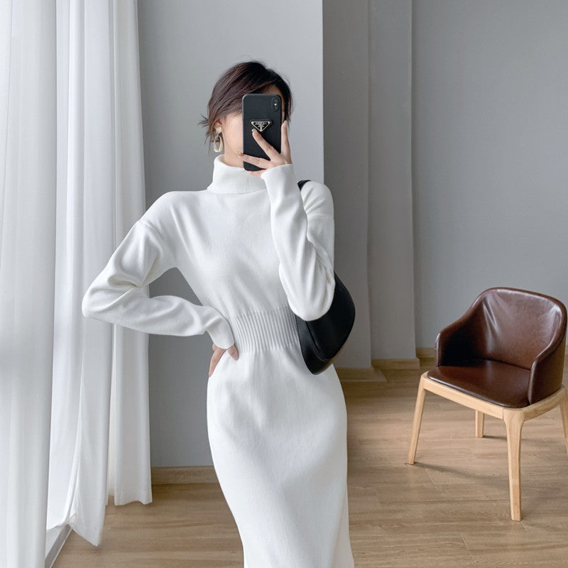 Robe tricotée pour femme avec col haut et design moulant Chic & Stil