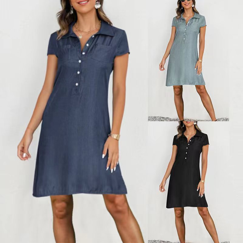 Polo dress for women with buttoned neckline and chest pockets Lune London