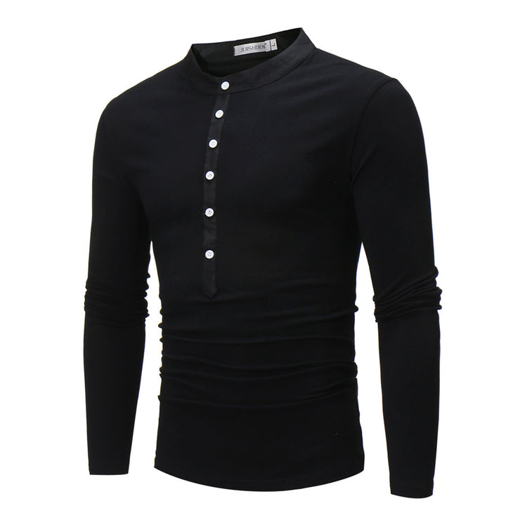 Men's long sleeve shirt with trendy high collar and button detail Lune London