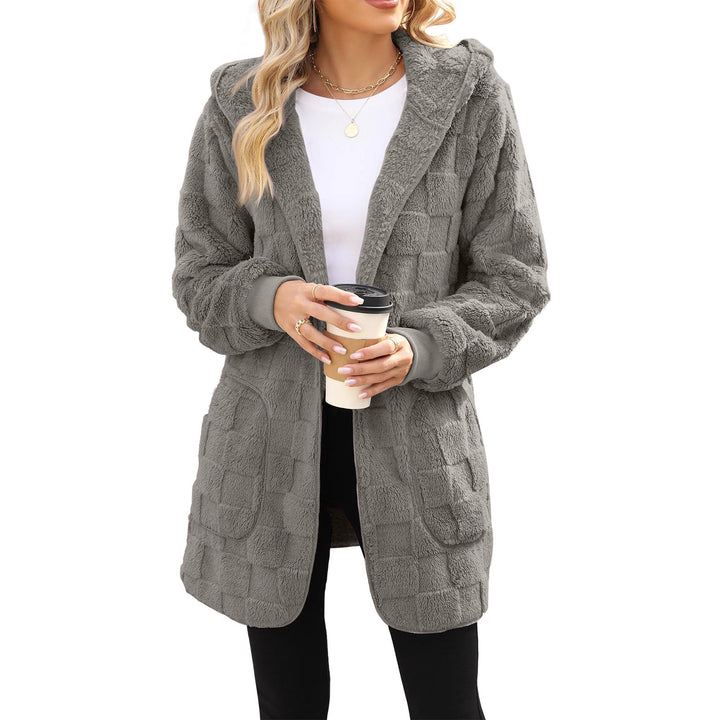 Ladies cozy fleece jacket with hood and pockets Lune London