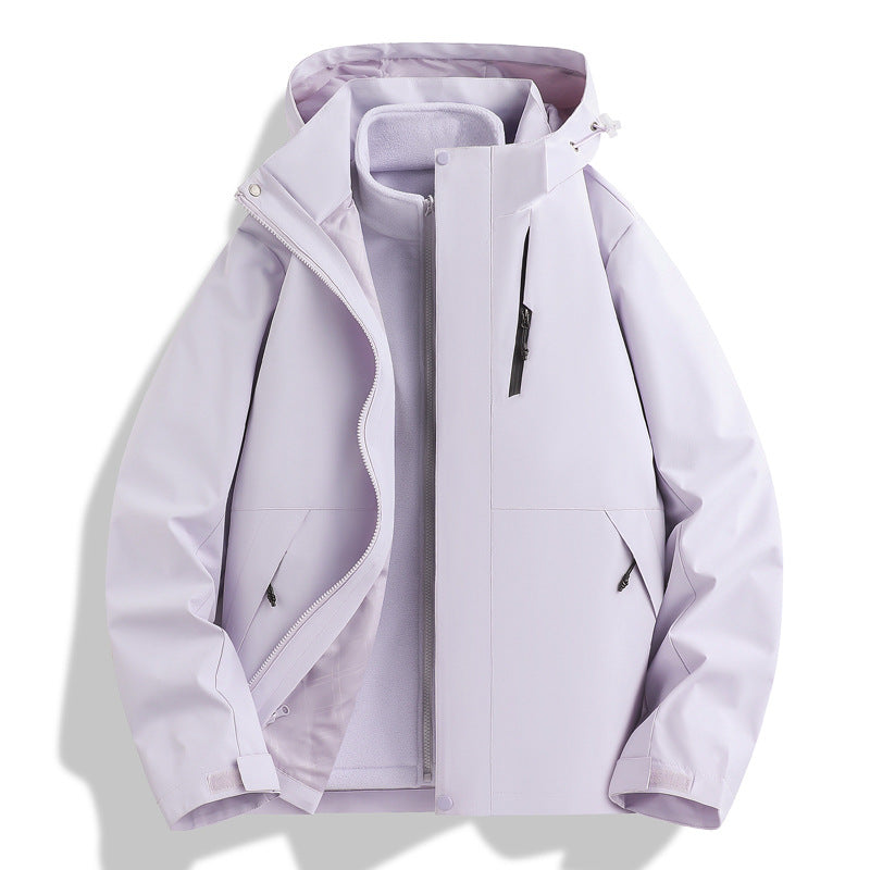 Waterproof outdoor jacket for men with insulating lining and adjustable hood drawstring Lune London