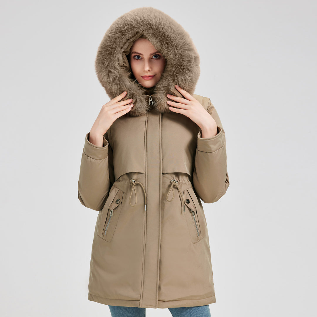 Ladies Exclusive Functional Jacket with Removable Hood and Decorative Faux Fur Lune London