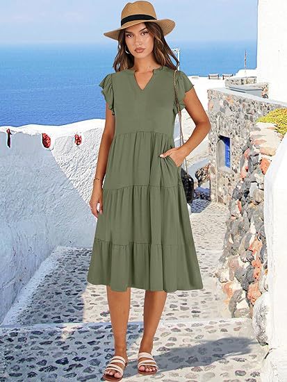 Leisure dress for women with ruffled details and pockets Lune London