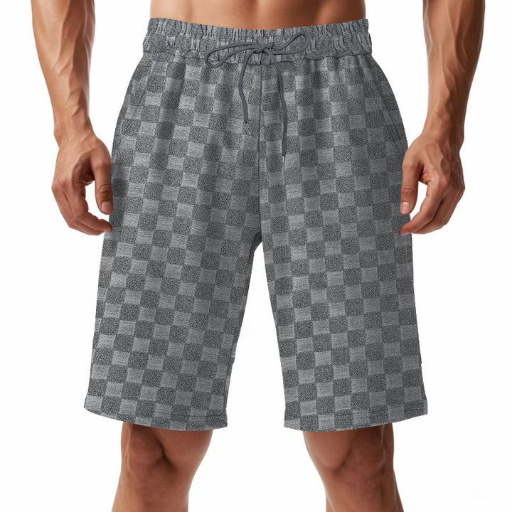 Casual beach shorts for men with elastic waistband and modern checked pattern Lune London