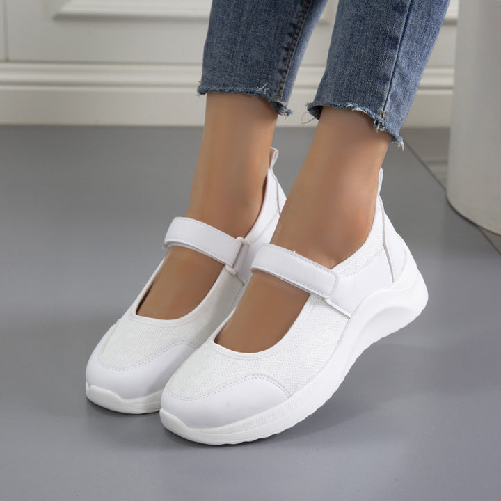 Comfortable lace-up shoes for ladies with velcro closure and breathable mesh surface Lune London