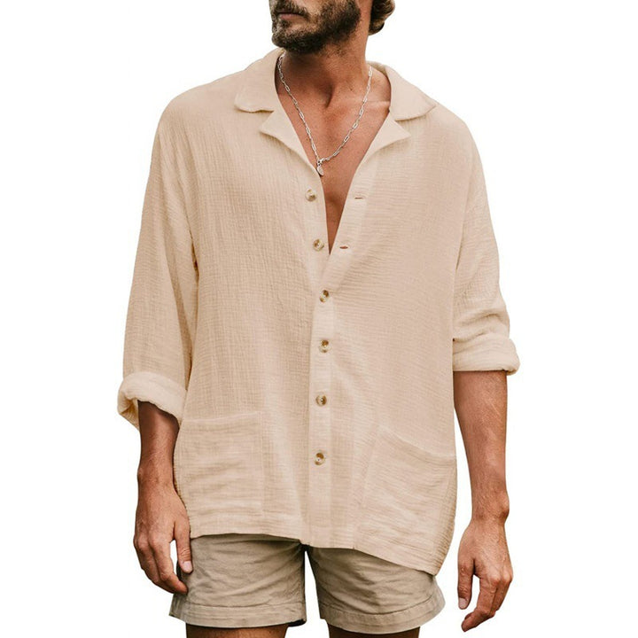Men's casual long sleeve shirt with button placket and practical pockets Lune London