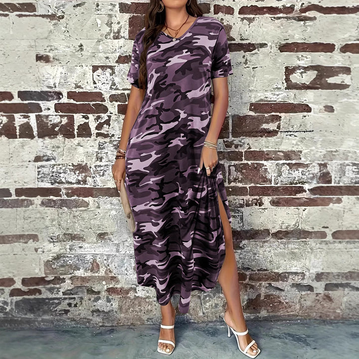 Chic Casual Camo Printed Maxi Dress for Women