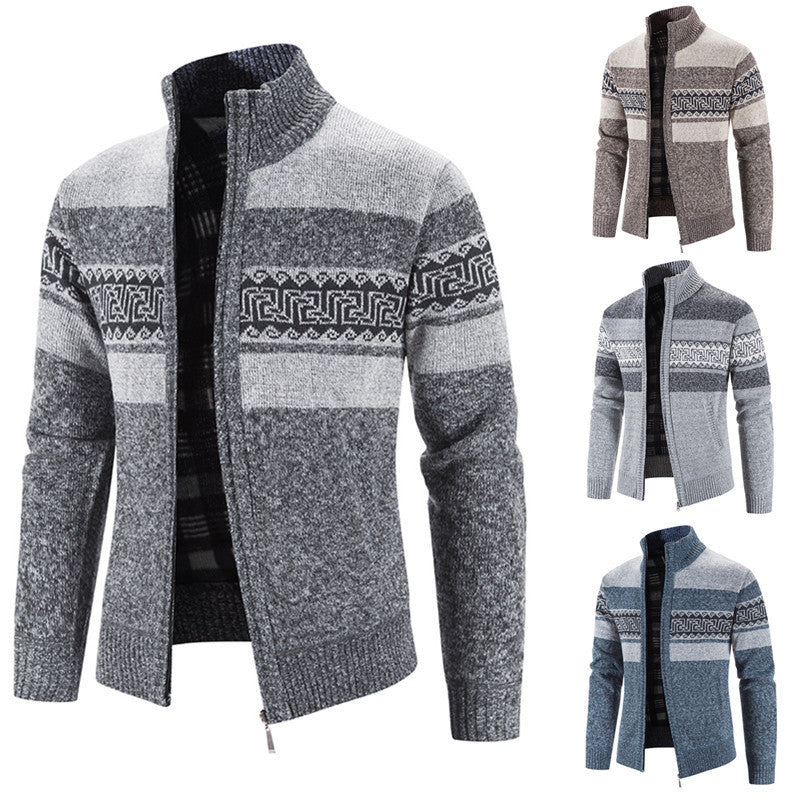 Comfortable knit jacket for men with zip collar Lune London