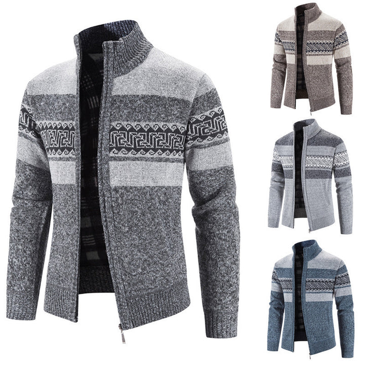 Comfortable knit jacket for men with zip collar Lune London