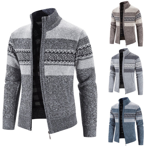 Comfortable knit jacket for men with zip collar Lune London