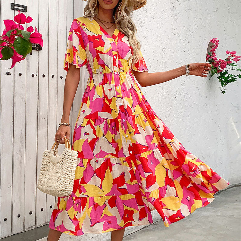 Lune London Floral Button Midi Dress for Women