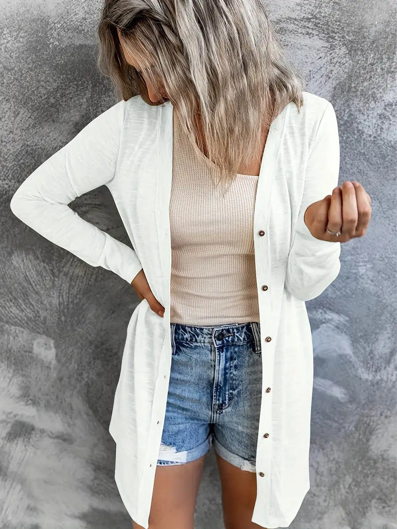 Ladies long knit cardigan with pockets Lune London