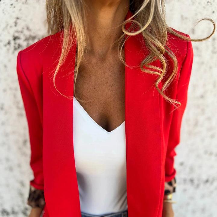 Women Elegant Blazer with Animal Print on the Sleeves Lune London