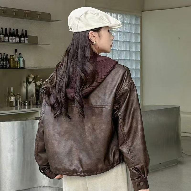 Veste en faux cuir décontractée pour femmes Chic & Stil