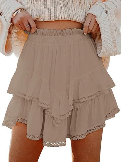 Summer skirt for women with voluminous lace details and an elastic waist Lune London