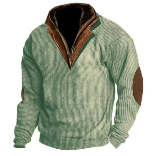 Knit sweater for men with leather details and high collar Lune London