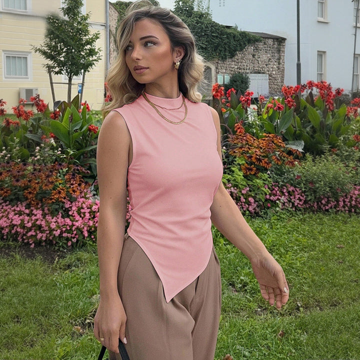 Asymmetrical tank top for women with elegant draped design Chic & Stil