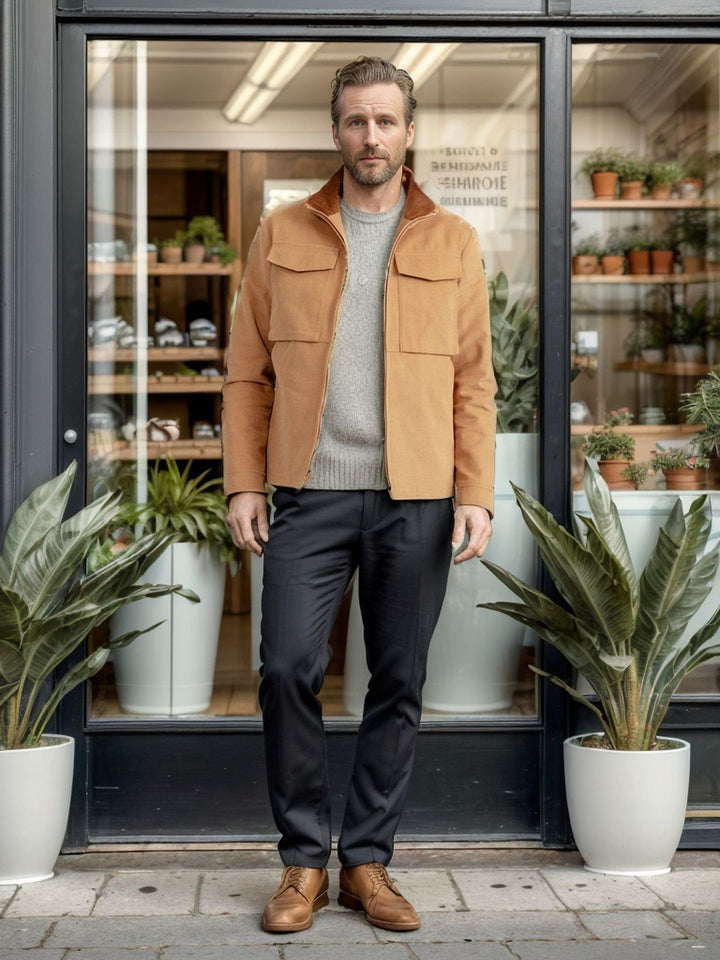 Practical utility jacket for men with large patch pockets Lune London