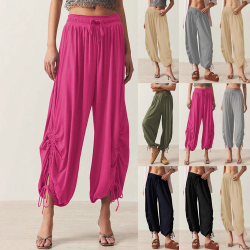 Casual harem pants for women with elastic waistband and drawstring Lune London